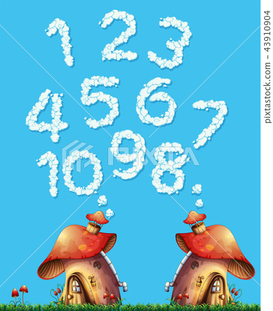 Mushroom house and cloud number Mushroom house and cloud number 43910904