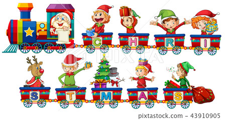 Christmas train on white background Christmas train on white background 43910905