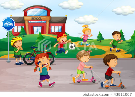 Student playing at schoolyard 43911007