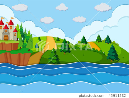 A beautiful castle on the coast - Stock Illustration [43911282] - PIXTA