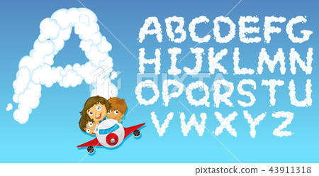 English alphabet cloud font 43911318