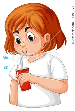 Girl with diabetes thirsty-插圖素材[43911710] - PIXTA圖庫