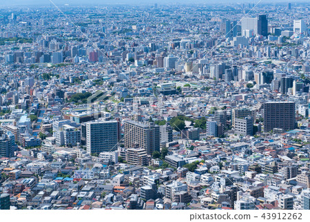 東京風景，密集的都市風景，新宿中野杉並地區 43912262