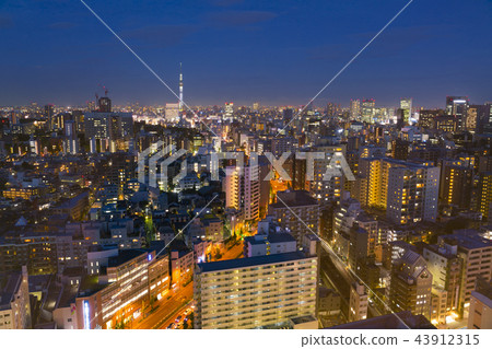東京夜視圖,東京天空樹和都市風景 東京夜視圖,東京天空樹和都市風景 43912315