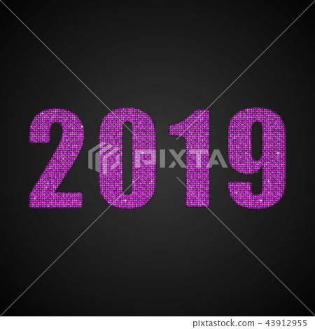 The Number 2019 Pink Sequins New Year Sign. 43912955