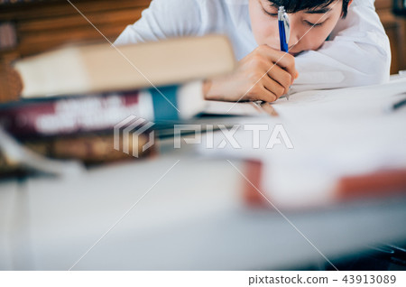 Men writing a report Men writing a report 43913089
