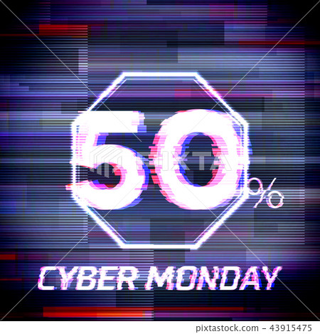 Cyber monday sale discount poster or banner glitch 43915475