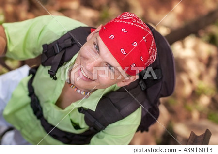 View from top on young man with green shirt View from top on young man with green shirt 43916013