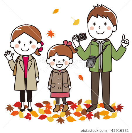 Autumn family father with camera 43916581