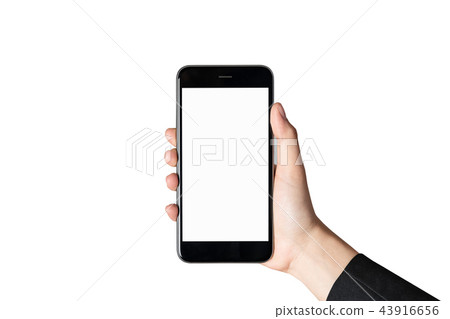 Hand holding smartphone blank screen on isolated. Hand holding smartphone blank screen on isolated. 43916656
