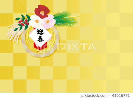 Checkered background with shime ornament Checkered background with shime ornament 43916771