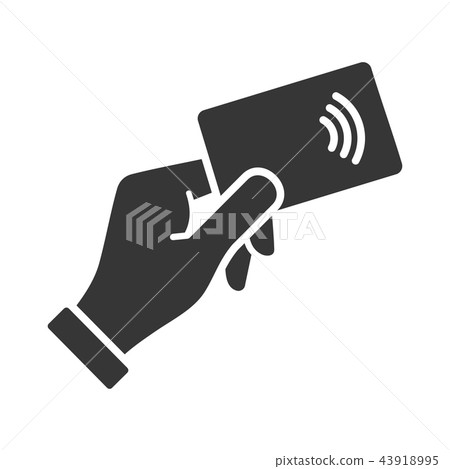 Hand with NFC Payment Credit Card Icon. Vector 43918995