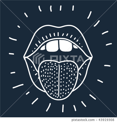 Open mouth sticking out tongue vector illustration 43919308