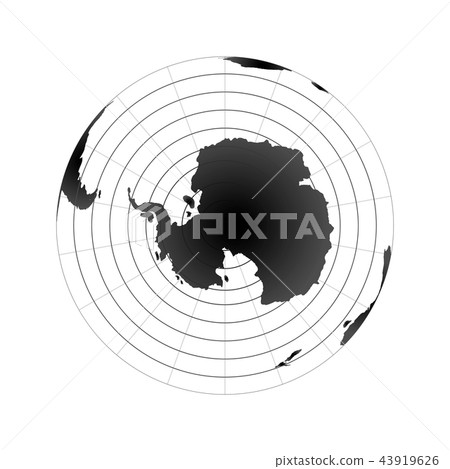 Antarctic pole globe hemisphere. World map view Antarctic pole globe hemisphere. World map view 43919626