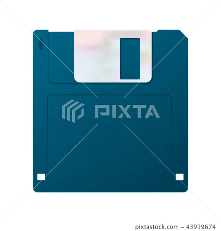 Realistic blue floppy-disk, retro object 43919674
