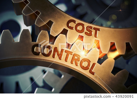 Golden Cog Gears with Cost Control Concept. 3D Illustration. 43920091