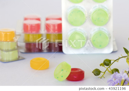 cough sore throat pastille colorful on white cough sore throat pastille colorful on white 43921196