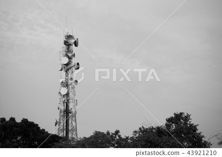 Telecommunications towers, Black and white. Telecommunications towers, Black and white. 43921210
