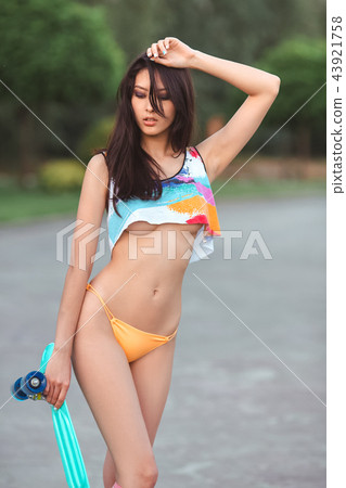 christian sex toy Poster Sexy blond sporty woman in top and blue panties