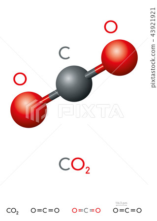 Carbon dioxide, CO2, molecule model and formula 43921921