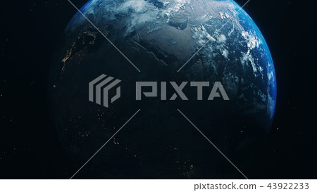 blue realistic glow earth in open space 43922233