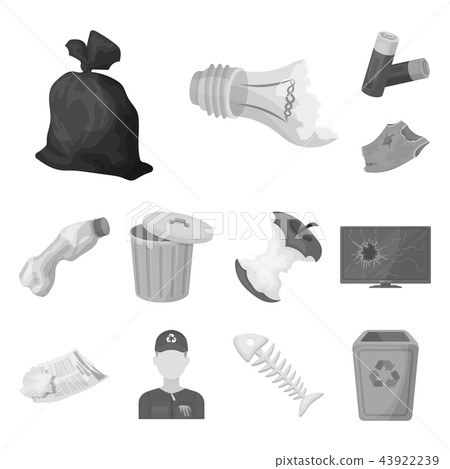 Garbage and waste monochrome icons in set collection for design. Cleaning garbage vector symbol 43922239