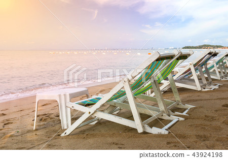 Beach chair on the beach in pattaya Beach chair on the beach in pattaya 43924198