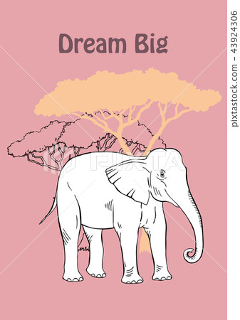 Quotes Poster with Savanna Animal. Vector Illustration 43924306