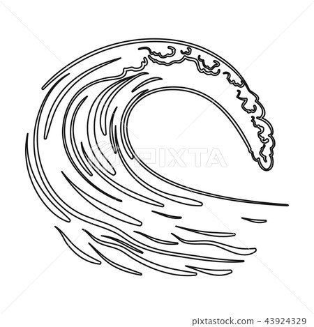 Wave icon in outline style isolated on white background. Surfing symbol stock vector illustration. Wave icon in outline style isolated on white background. Surfing symbol stock vector illustration. 43924329
