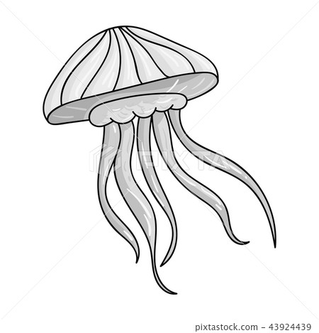 图库插图: jelly fish icon in monochrome style isolated on white