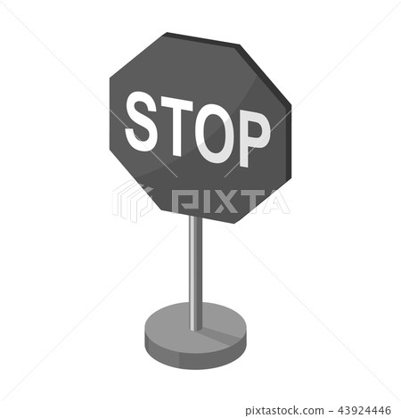 Stop road sign icon in monochrome style isolated on white background. Road signs symbol stock vector Stop road sign icon in monochrome style isolated on white background. Road signs symbol stock vector 43924446