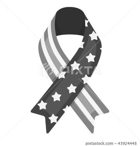 Patriotic ribbon icon in monochrome style isolated on white background. Patriot day symbol stock Patriotic ribbon icon in monochrome style isolated on white background. Patriot day symbol stock 43924448