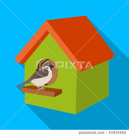 Birdhouse, single icon in flat style.Birdhouse, vector symbol stock illustration web. Birdhouse, single icon in flat style.Birdhouse, vector symbol stock illustration web. 43924489
