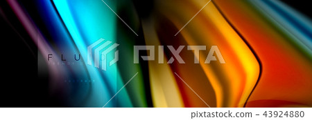 Rainbow fluid abstract shapes, liquid colors design, colorful marble or plastic wavy texture 43924880