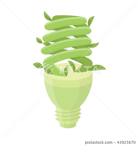Ecological fluorescent lamp icon in cartoon style isolated on white background. Bio and ecology Ecological fluorescent lamp icon in cartoon style isolated on white background. Bio and ecology 43925670