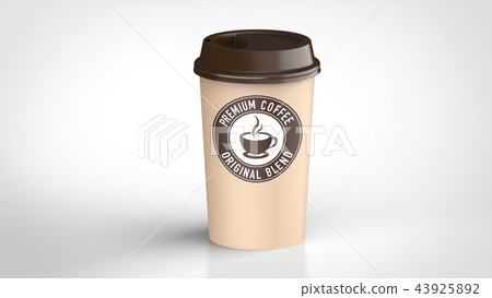 有棕色商標的咖啡杯 43925892