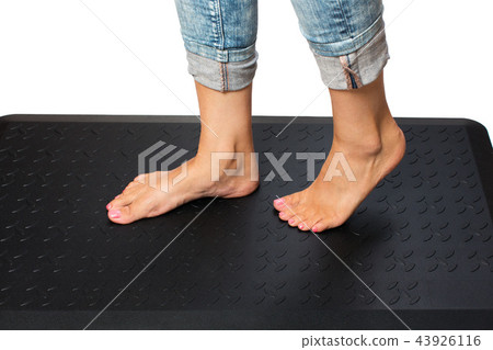 Black rubber mat for walking. High resolution photo. 43926116