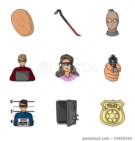 Crime set icons in cartoon style. Big collection of crime vector symbol stock illustration Crime set icons in cartoon style. Big collection of crime vector symbol stock illustration 43926354