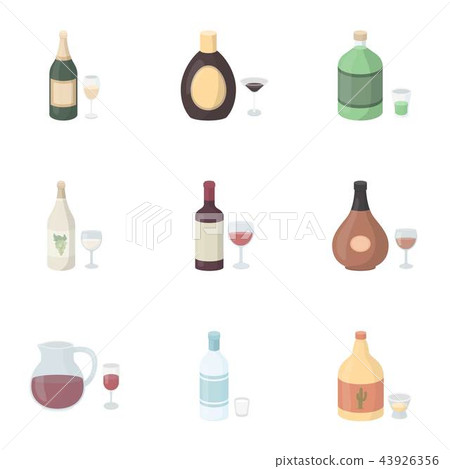 Alcohol set icons in cartoon style. Big collection of alcohol vector symbol stock illustration Alcohol set icons in cartoon style. Big collection of alcohol vector symbol stock illustration 43926356