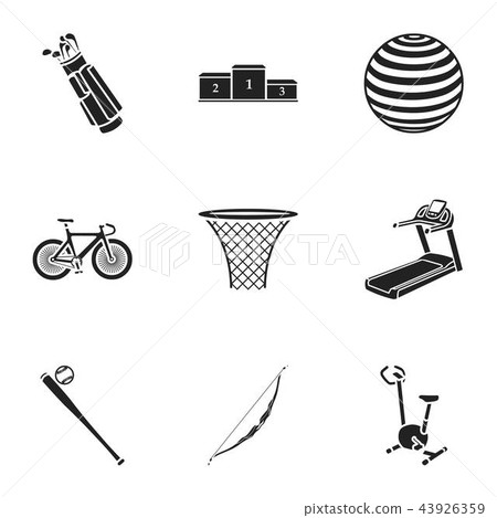 Sport and fitness set icons in black style. Big collection of sport and fitness vector symbol stock Sport and fitness set icons in black style. Big collection of sport and fitness vector symbol stock 43926359