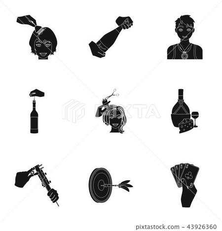 Darts, mirror with reflection, cigar in an ashtray, a bottle of champagne and other web icon in Darts, mirror with reflection, cigar in an ashtray, a bottle of champagne and other web icon in 43926360