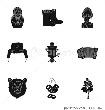 Russia country set icons in black style. Big collection of Russia country vector symbol stock Russia country set icons in black style. Big collection of Russia country vector symbol stock 43926362