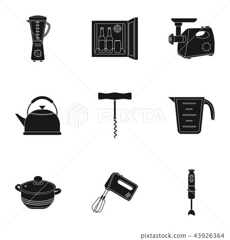 Kitchen set icons in black style. Big collection of kitchen vector symbol stock illustration Kitchen set icons in black style. Big collection of kitchen vector symbol stock illustration 43926364