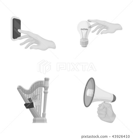 Electric switch button, incandescent lamp and other web icon in monochrome style. harp playing Electric switch button, incandescent lamp and other web icon in monochrome style. harp playing 43926410