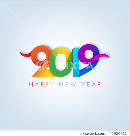 Inscription Happy new year 2019 on white background Inscription Happy new year 2019 on white background 43926582