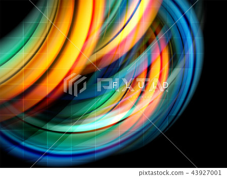 Fluid smooth wave abstract background, flowing glowing color motion concept, trendy abstract layout 43927001
