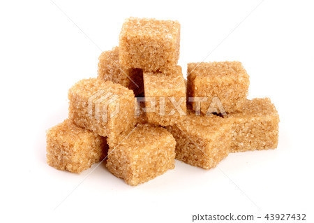 brown sugar cubes isolated on white background 43927432