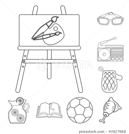 Picnic and equipment outline icons in set collection for design. Picnic in the nature vector symbol 43927668