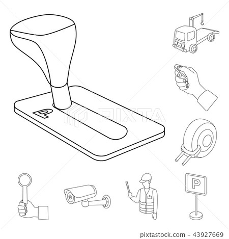 Parking for cars outline icons in set collection for design. Equipment and service vector symbol 43927669