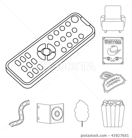 Films and cinema outline icons in set collection for design.Movies and Attributes vector symbol Films and cinema outline icons in set collection for design.Movies and Attributes vector symbol 43927681